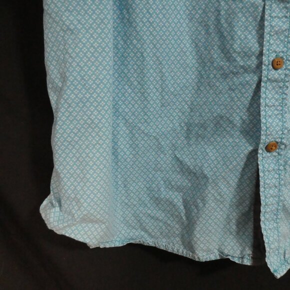 RED WOOD | XXL | Light Blue Dotted Short Sleeve Cotton Shirt | Rolled Cuffs - Picture 6 of 14